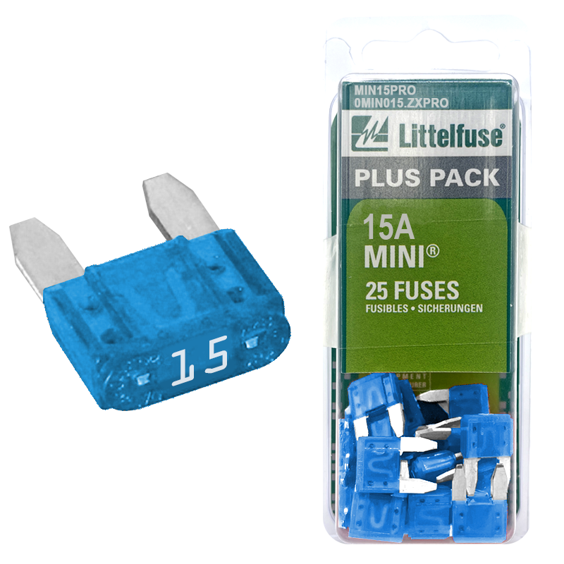Fusible à profil bas Littelfuse Mini PRO-Pack, 32 V, 15 A